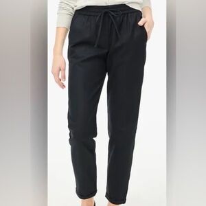 J.Crew Factory Women's Linen and Cotton Black Straight Leg Pants with Drawstring